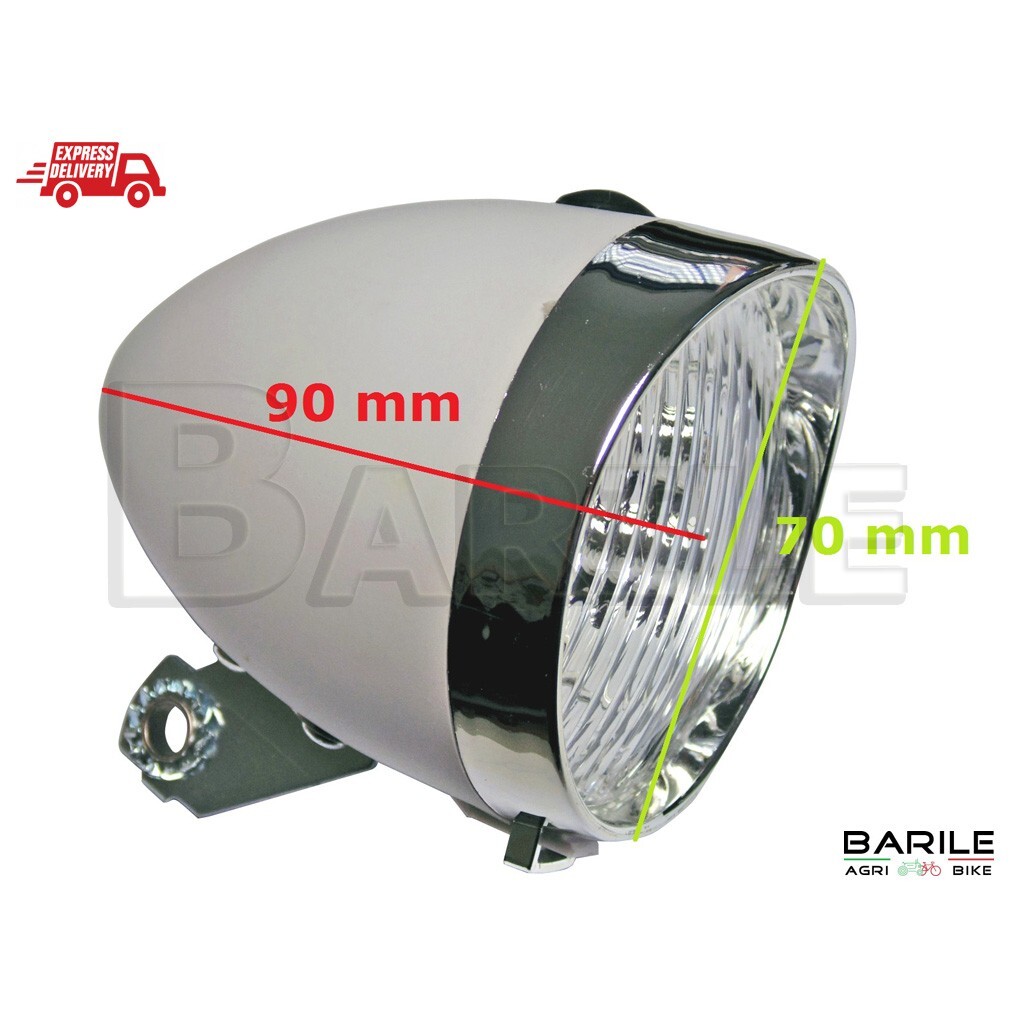 Faro Anteriore Bici Vintage Retro 3 LED – Luce Notturna In Metallo E ABS, 14×8 Cm, Per Ciclismo E Guida Notturna