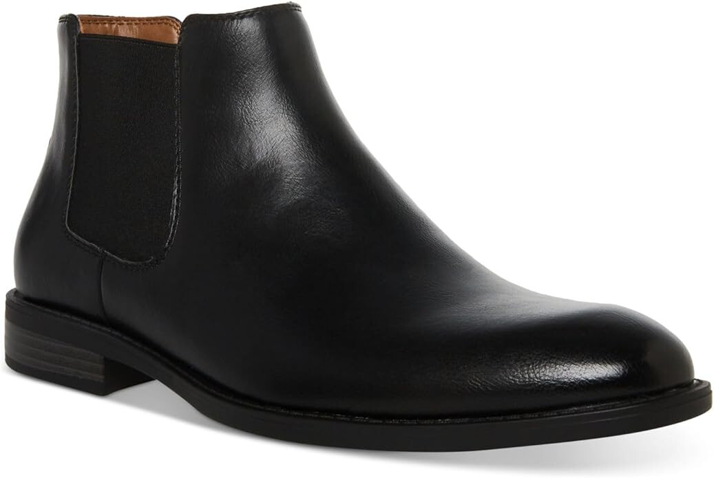 Мужские туфли MADDEN с круглым носком на блочном каблуке Chelsea, 9,5, черного цвета с подкладкой Goring Maxxin