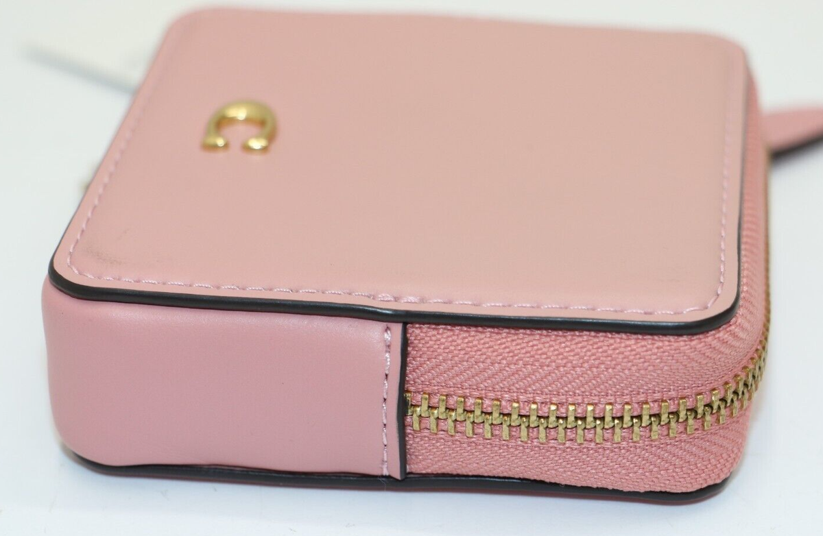 Coach Small Chain Leather Wristlet Brass/Bubblegum for sale