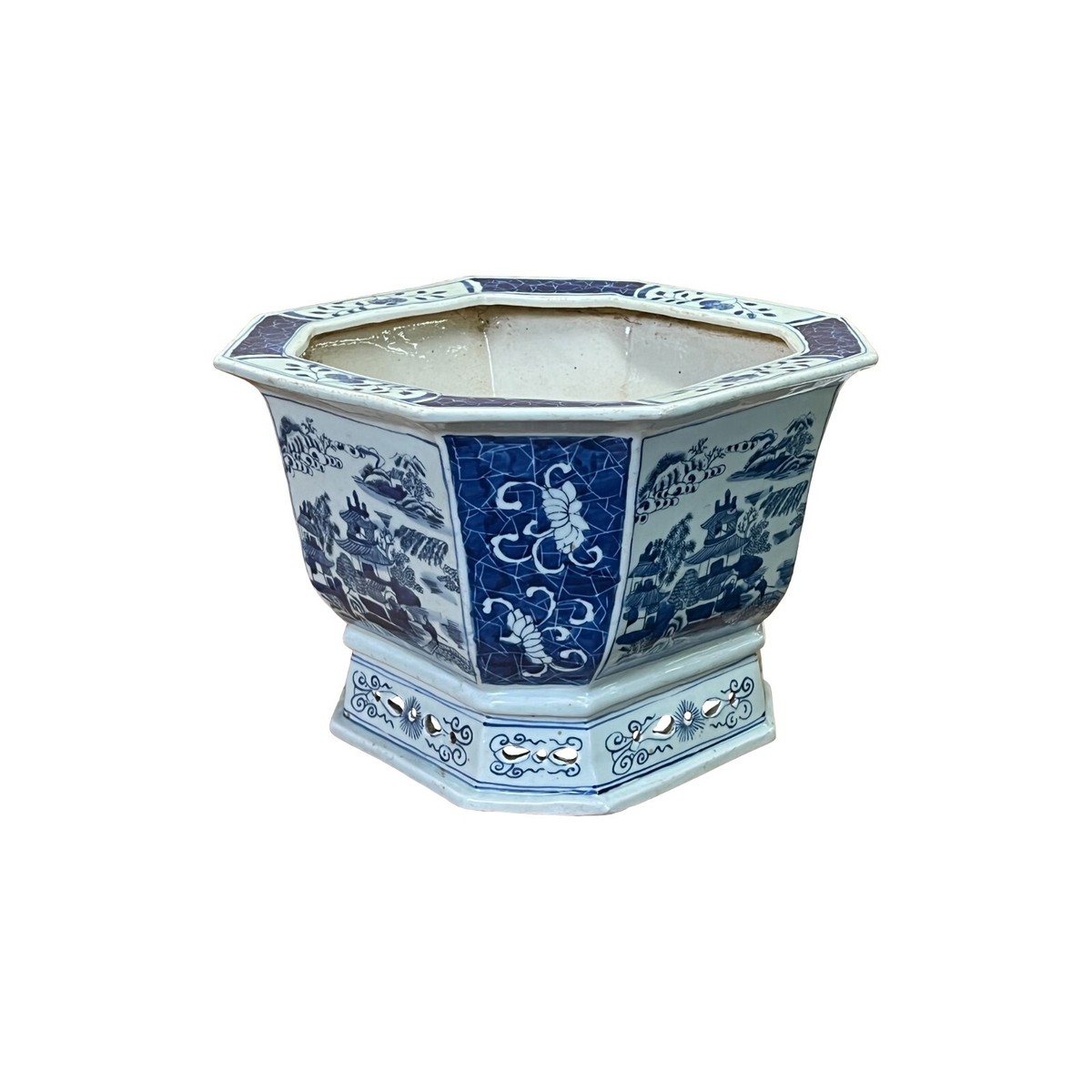 Chinese Blue White Oriental Scenery Porcelain Square Pot Planter ws3171S Chinese Blue White Oriental Scenery Porcelain Square Pot Planter ws3171S
