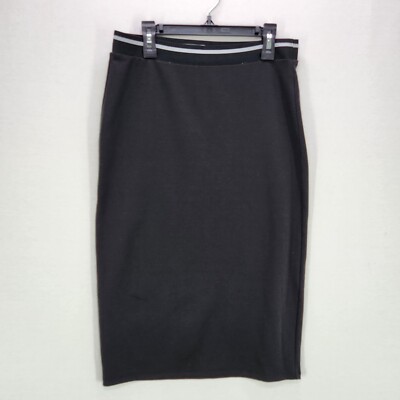 Forever 21 Pencil Skirt Junior Large Classic Midi Black Stretch Womens 