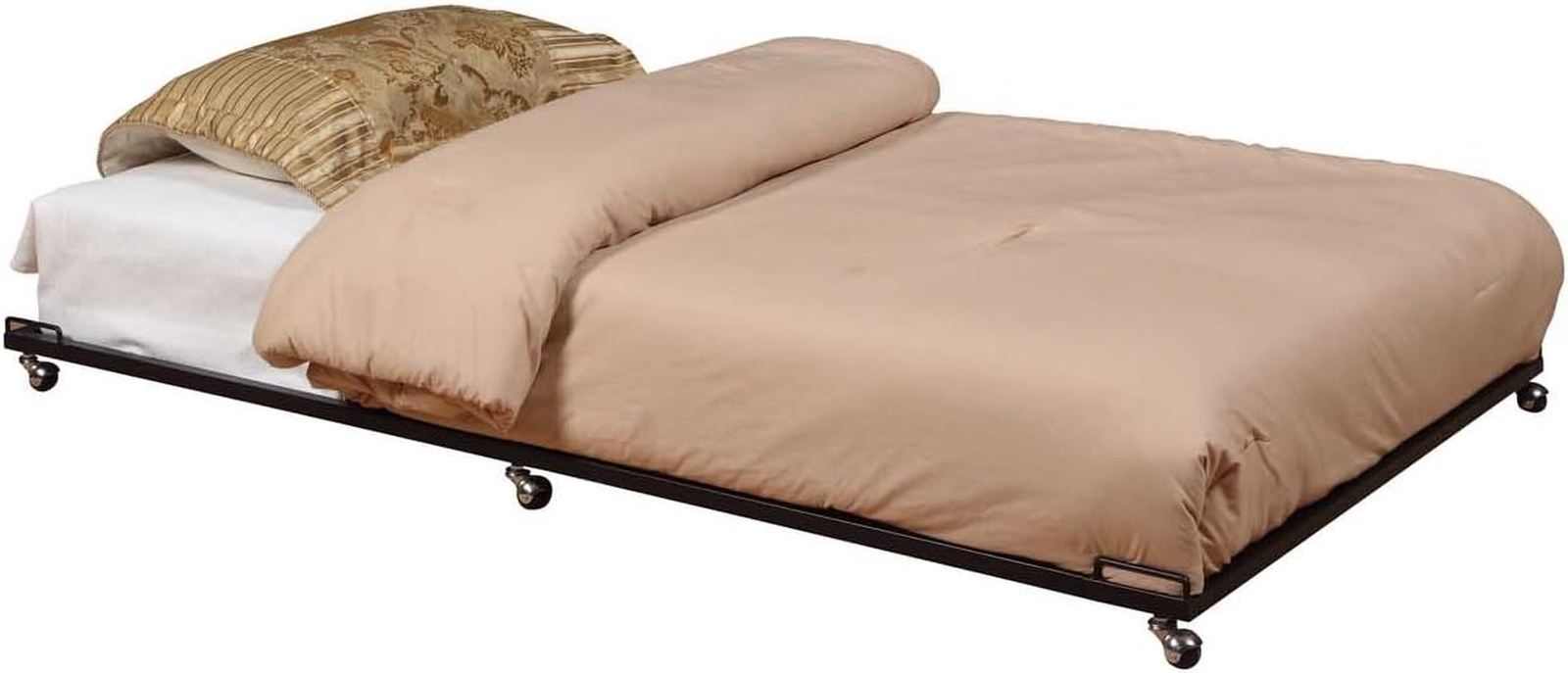 2K Twin Size Black Metal Trundle Bed Frame - Space-Saving Daybed Design