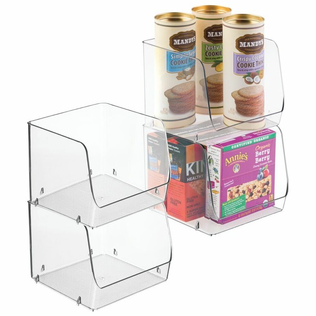 clear open front storage bins