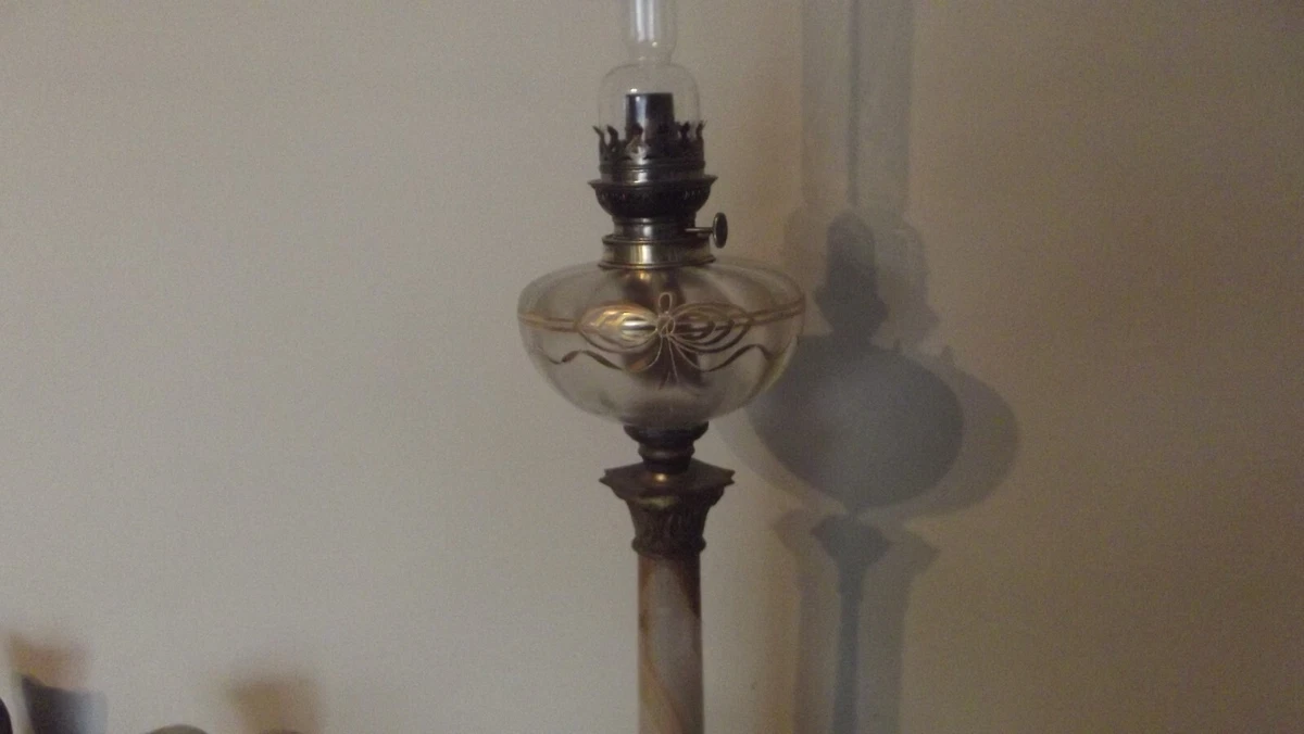 Lampe De Table Vintage Vereco – Onyx Et Métal, Multicolore, Fabrication Française