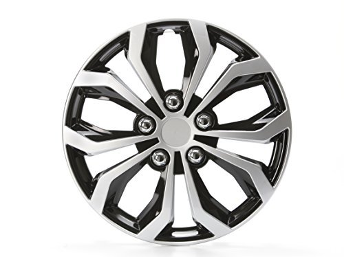Unitec 75568 Copricerchi Daytona, Set di 4, Nero / Argento, 15 Pollici (C6e)