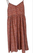 Orange floral cami dress long length lined princessgirl fairy grunge Japan