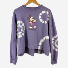 Disneyland Mickey Mouse Genuine Mousewear Purple Sweatshirt Size Large Tie Dye