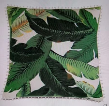 2 Eastern Accents Lanai Palm Pillow Shams Loop Trim Baldwin White 25" x 25" Pair