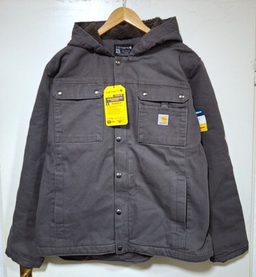 Carhartt Washed Duck Sherpa Lined Utility Jacket, Grau, Größe L, OJ3826-M