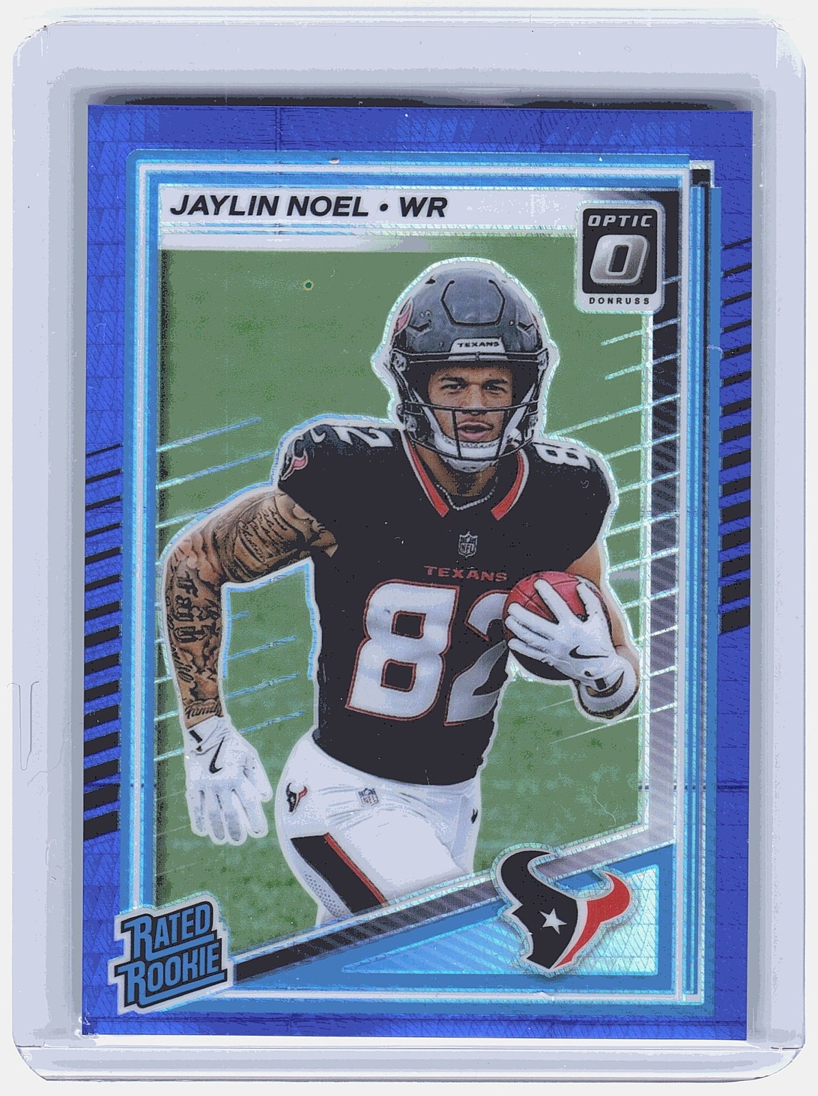 2025 Panini Donruss Optic Jaylin Noel #241 Rated Rookie Blue Hyper Prizm Texans