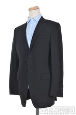 TRUSSINI Solid Black 100 Wool Mens Blazer Sport Coat Jacket - EU 50 / US 40 L