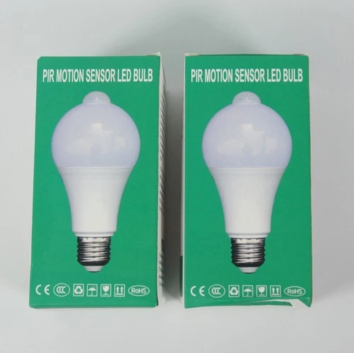 2 x Dusk to Dawn E27 PIR Motion Sensor 15W LED Bulb Infrared Motion Auto On/Off