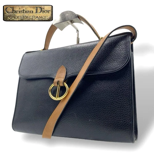 Sac bandoulière Christian Dior 2 voies quincaillerie dorée cuir authentique