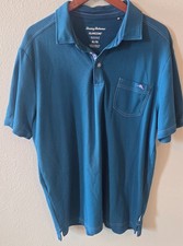 Tommy Bahama Island Zone Polo Shirt Men's XL Blue Textured Supima Cotton Blend