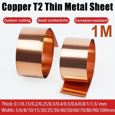 Kupferblech Dicke 0.1mm-1.5mm T2 Breite Flex Reinkupfer Platte Width 5mm 300mm