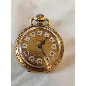 Authentic Vintage Arnex Manual Wind 10 Micron Gold Plated 30mm Pockety Watch RUNNING