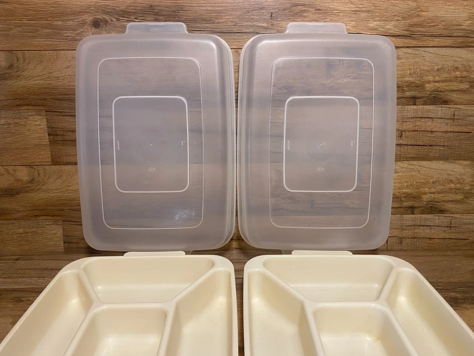 2 - РЕЗИНОВЫЕ СЕРВИРОВОЧНЫЕ ПОДНОСЫ И КРЫШКИ 0833 РАЗДЕЛЕННЫЕ ДЛЯ ОВОЩЕЙ МИНДАЛЬ - Изображение 3 из 4