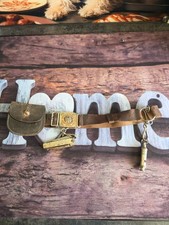 Vintage Girl Guides Association Leather Belt Set / Leather Pouch & Metal Whistle