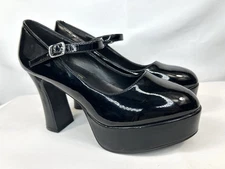 Funtasma Black Patent Leather Platform MaryJane Goth Cosplay Chunk Heel Sz 7.5?