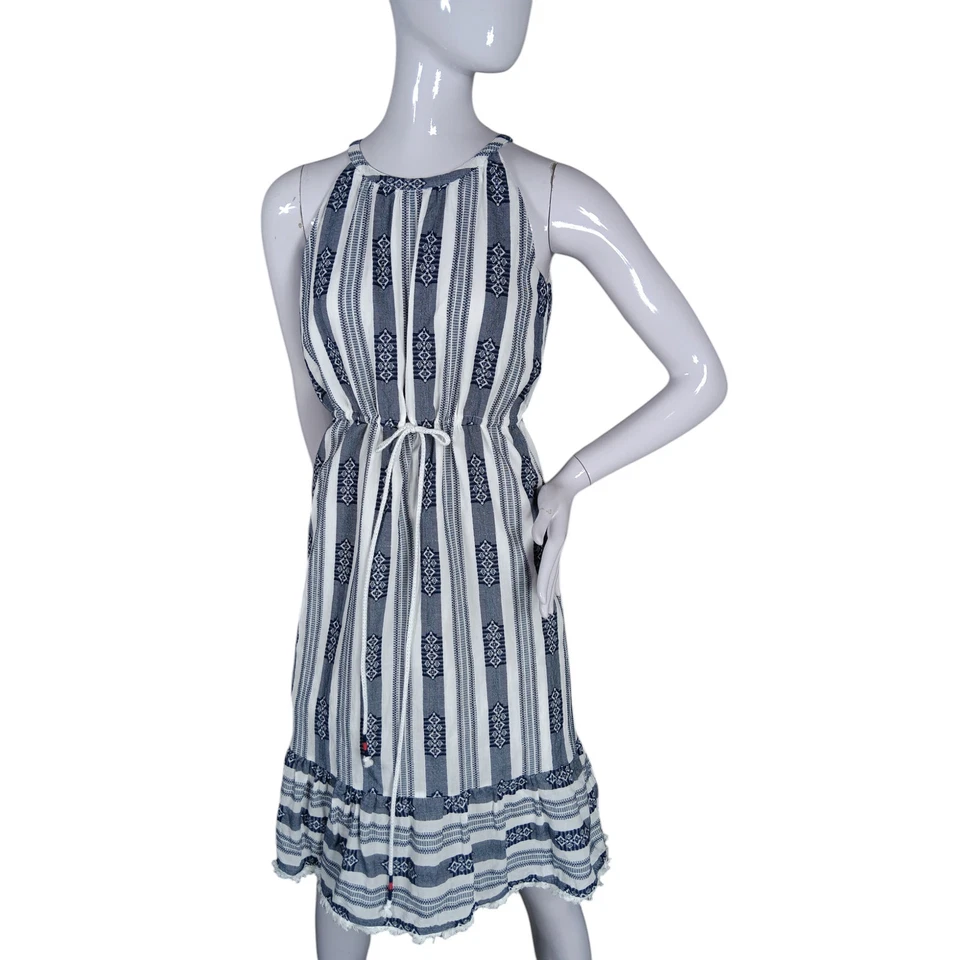 Style & Co Striped Jacquard Midi Dress Size Petite Small Blue and White - Image 3 of 4