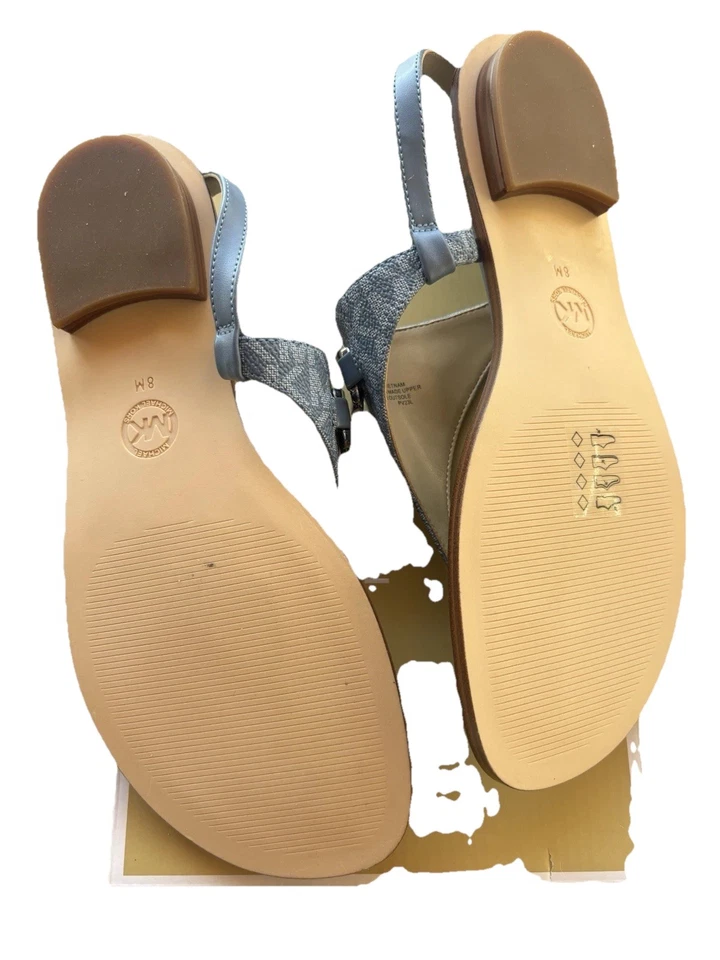 Sandalias Michael Kors para mujer Tanga Denim 8 M Logo MK Placa MK Foto 4 de 4