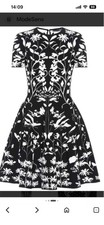 Alexander McQueen Knit Dress Chest 38cm Length 108cm Floral Pattern Black White