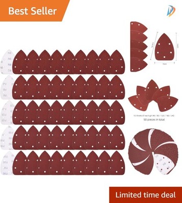 Versatile 50pcs Sandpaper for Mouse Detail Sander - Perfect for All Materials