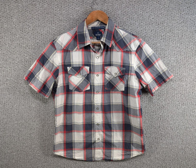 Old Navy Herren Hemd mehrfarbig kariert Western Fit Cowboy Druckknopf M