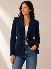 J.Crew Campbell Navy Corduroy Gold Button Tailored Blazer Jacket size 4