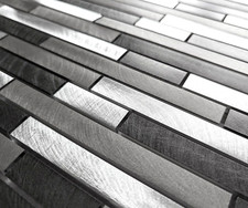 Luxury Modern Silver Grey Turned Brushed Steel Metal Rectangle Mosaic Wall Tiles