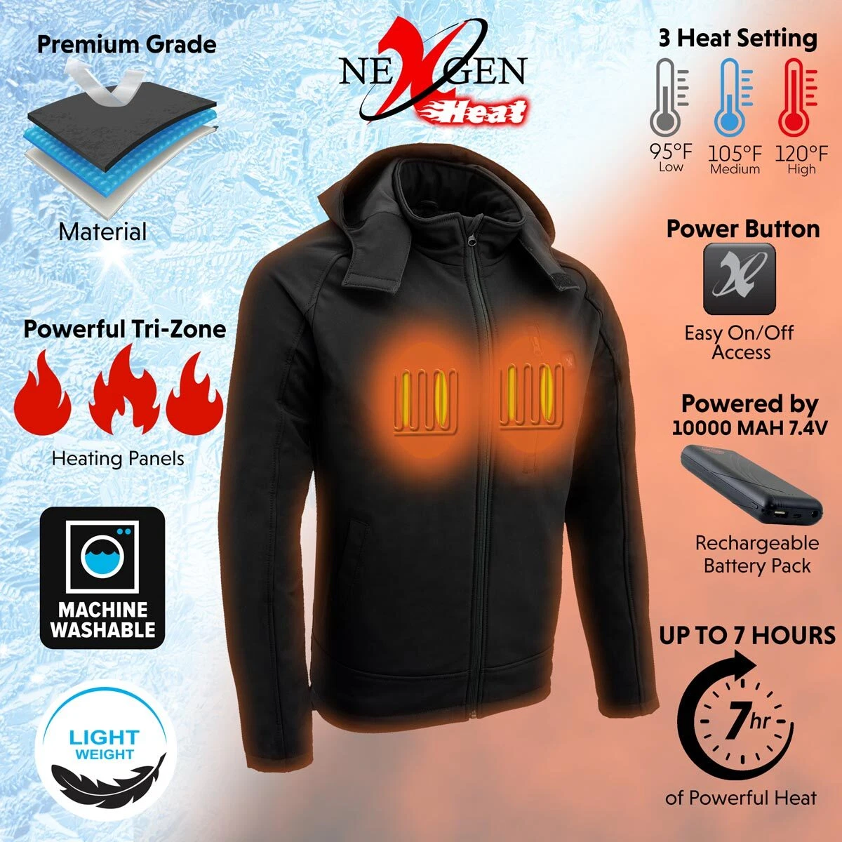 Nexgen Heat 1767 Men's Heated Technology Black Soft Shell Jacket w/ Battery Kit
Opens in a new windo