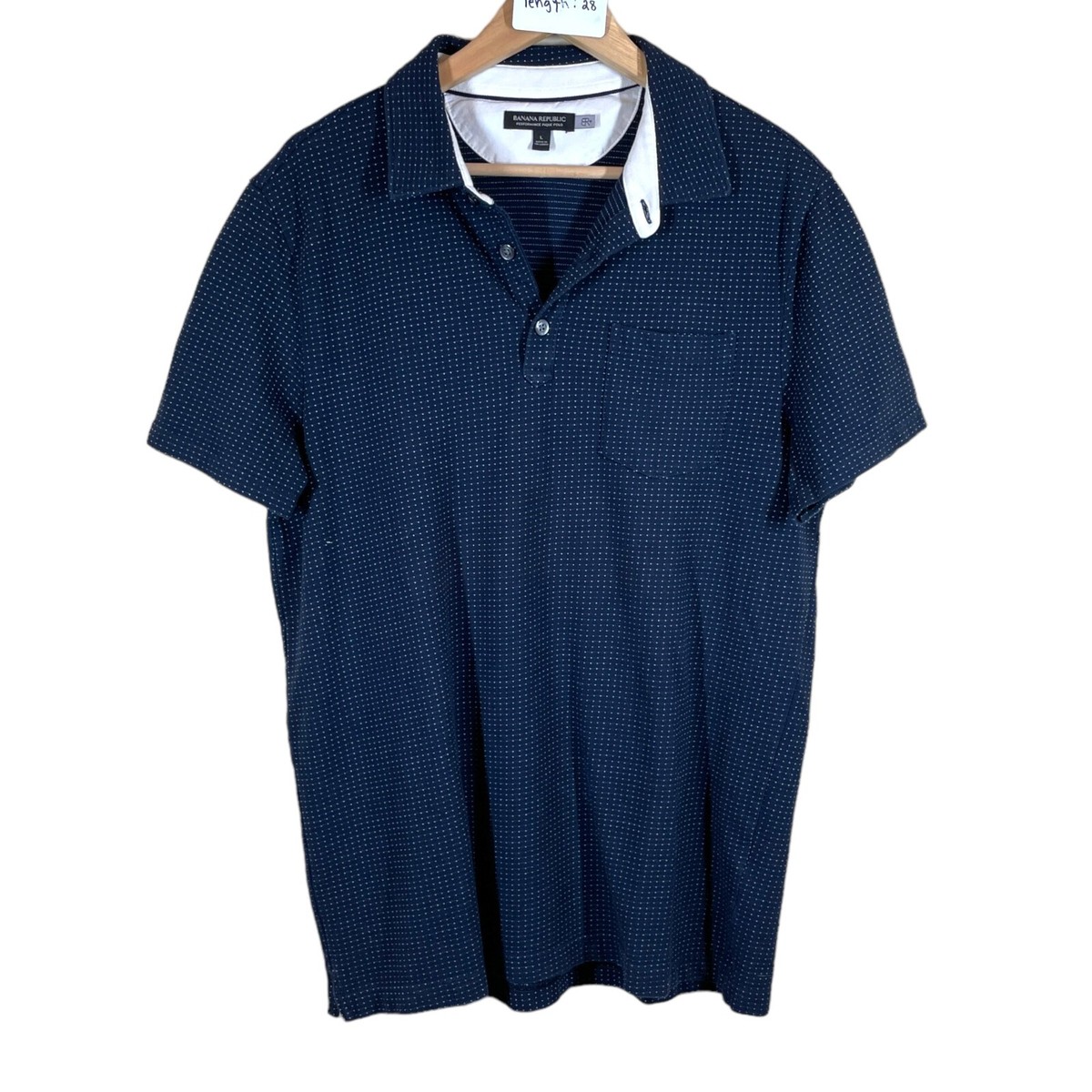 Banana Republic Mens Performance Pique Polo Shirt Navy Blue Size L