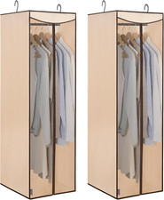 2-Pack Hanging Garment Bag Zipper Cover with Sealed Clear Window, Long Garment C