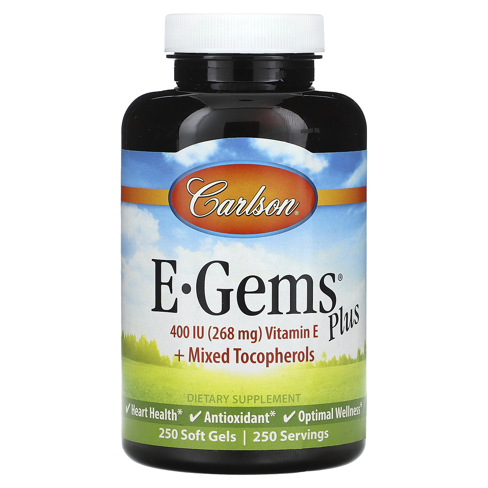 E-Gems Plus, 400 МЕ (268 мг), 250 мягких гелей