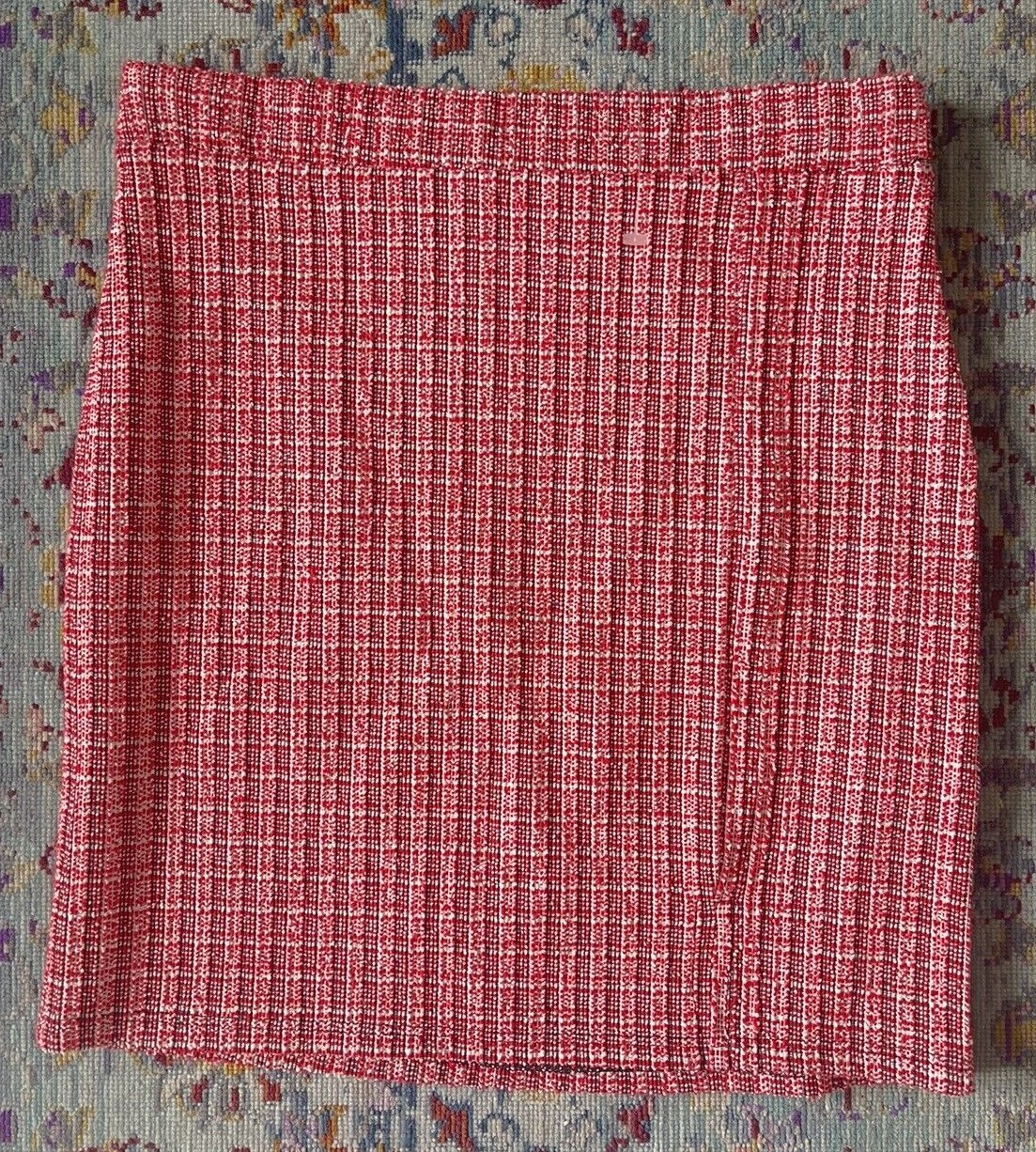 Red Mini Skirt UK10 TOP SHOP Women's Stretch A-line Summer Holiday Party texture-image