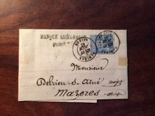CORRESPONDANCE TIMBRE 1882 BANQUE ARIEGEOISE CACHETS PAMIERS ARIEGE