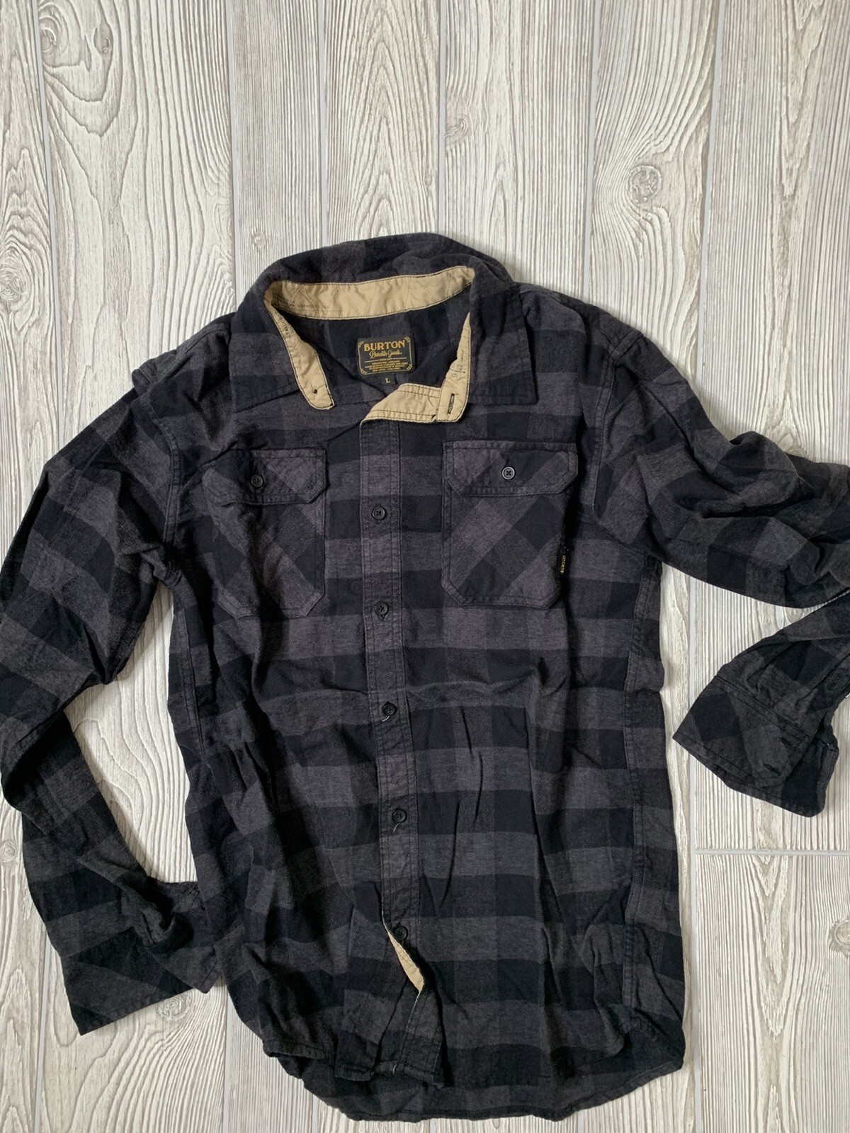 Burton Snowboard Flannel Button Up Plaid Shirt Lot Of 2 Size Mens Large! Nice!!