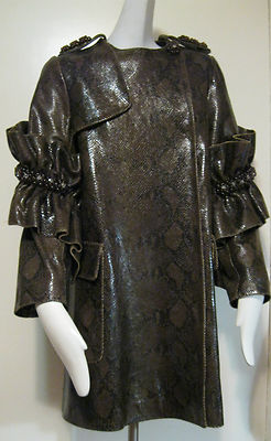 Simone Rocha Leather SNAKESKIN TRENCH Coat, Size S-M