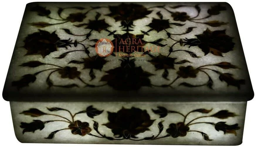 6"x4"x2" Marble Jewelry Vintage Box Pauashell Inaly Floras Singales Day Gift Her - Image 4 of 4