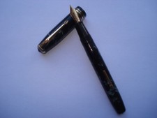 CONWAY STEWART No 87 BLUE&BLACK MARBLED LEVER FILLER FOUNTAIN PEN WITH DURO NIB