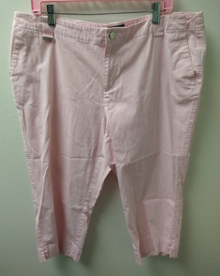 Lauren Ralph Lauren Active Cropped Stretch Pants Womens 14W Seersucker Pockets