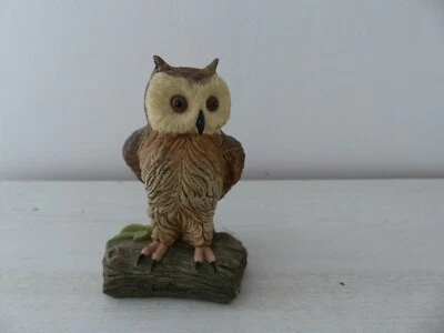 Petite Statuette Chouette réaliste en Résine Vintage H 10 cm - Photo 1/3