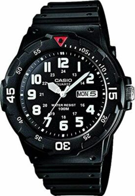 Casio MRW-200H-1B Analog Herrenuhr Schwarz Resin Armband 100M Wasserdicht