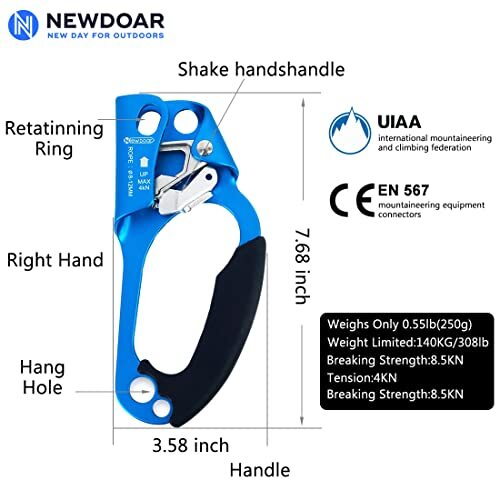 NewDoar Right Hand Ascender Rock Climbing Tree Arborist Rappelling Gear ...