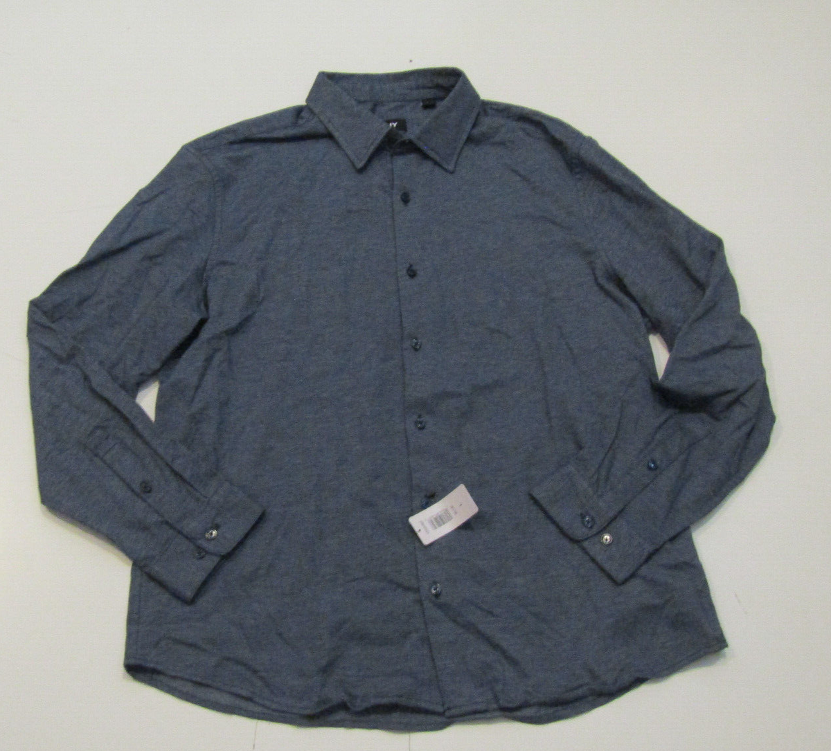 DKNY Collared Button Up Heather Blue L/S Sport Shirt Sz Large L