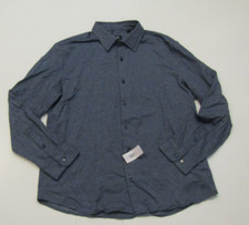 DKNY Collared Button Up Heather Blue L/S Sport Shirt Sz Large L NWT Mens