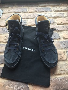 chanel blue suede sneakers