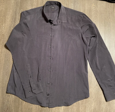 ovs mens gray & black slim fit shirt size xl