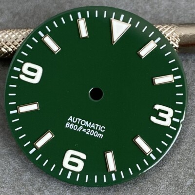 Quadrante Orologio 35.5mm Nero Corgeut – Luminescente Verde, Per NH35 NH36 ETA 2824 Miyota