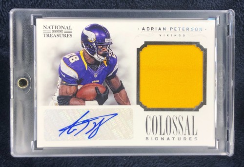 2013 NATIONAL TREASURES ADRIAN PETERSON GAME-USED PATCH AUTO 1/10 EBAY 1/1 HOF